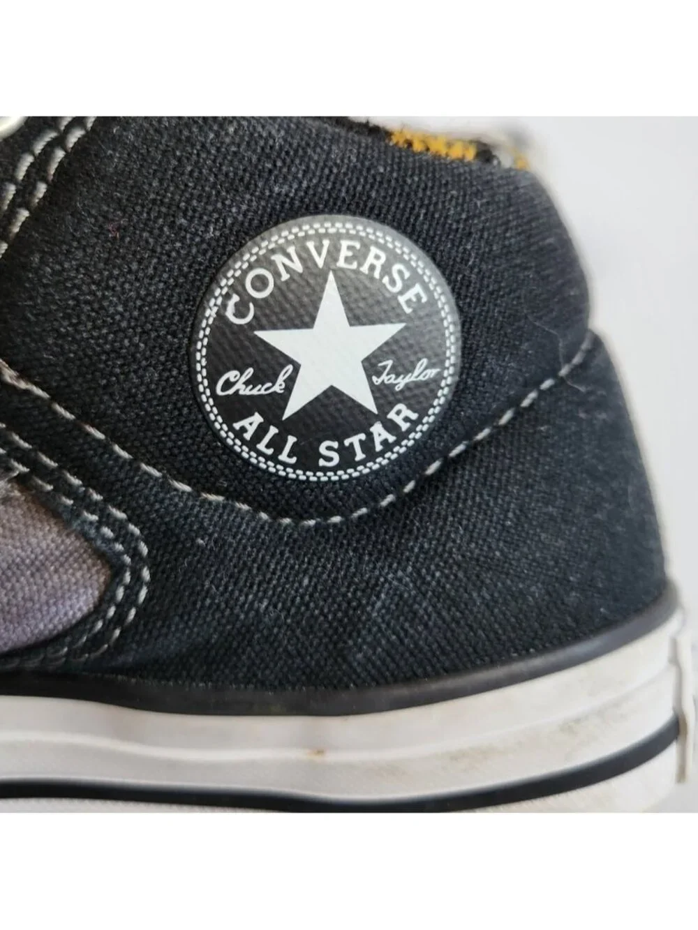 Converse Kids Black Gray Hi Top Sneakers Shoes Yellow Plaid Skater School 11